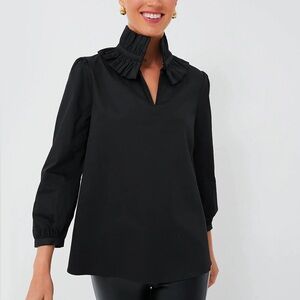 Tuckernuck Black Ruffle Collar Blouse